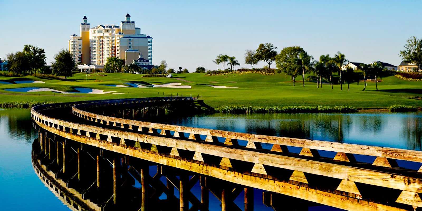 Luxury villas and resort landscape at Reunion Resort in Orlando