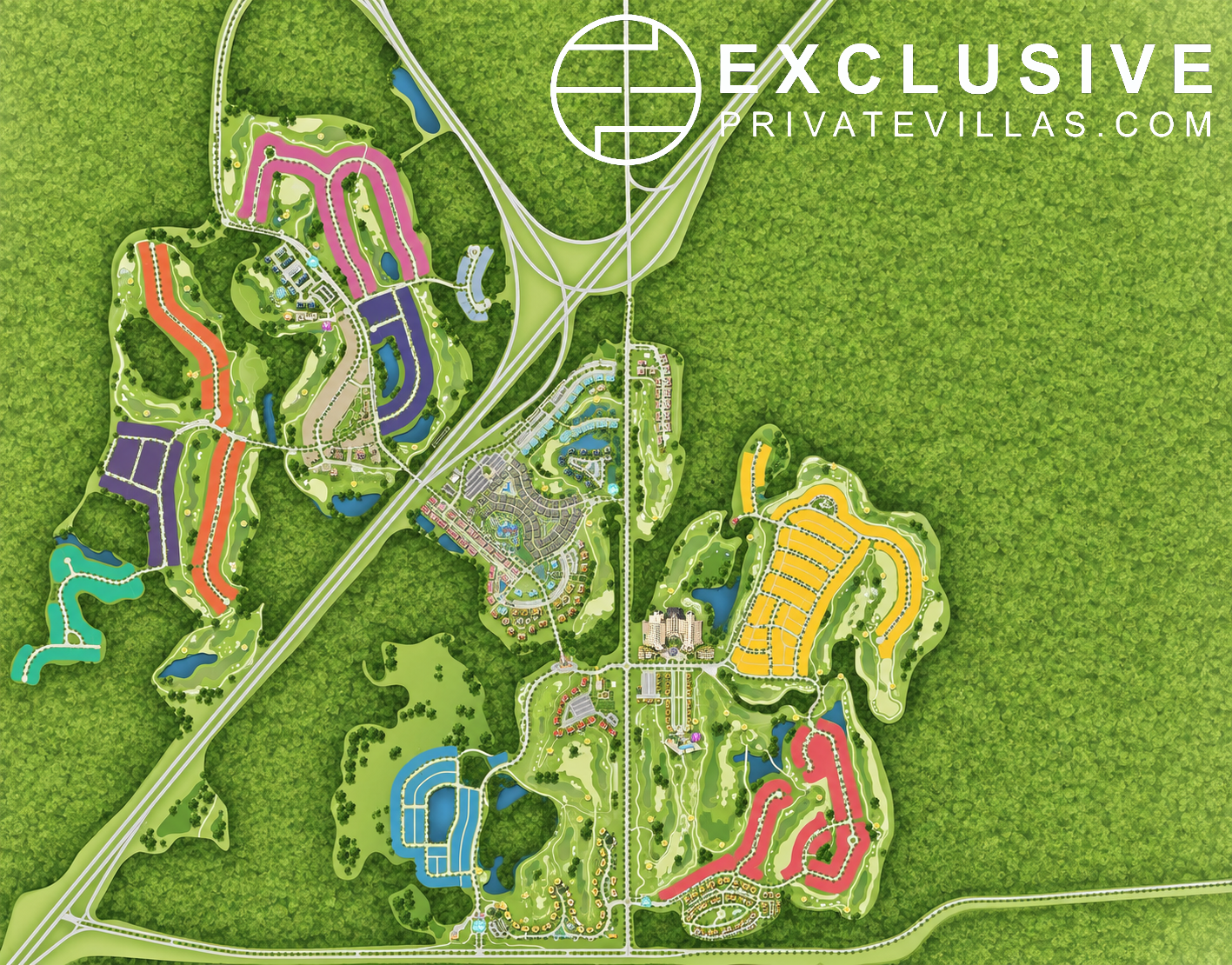 Reunion Resort planning map. Marker positions are approximate.